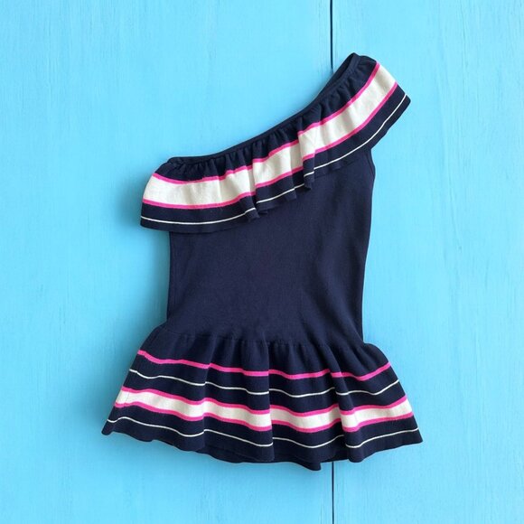 LILLY PULITZER Striped Ruffle Asymmetrical Top Size Small - Picture 1 of 7
